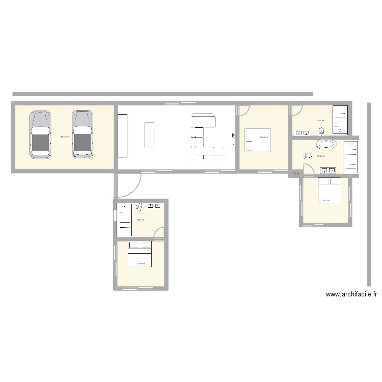 Bali. Plan de 8 pièces et 114 m2