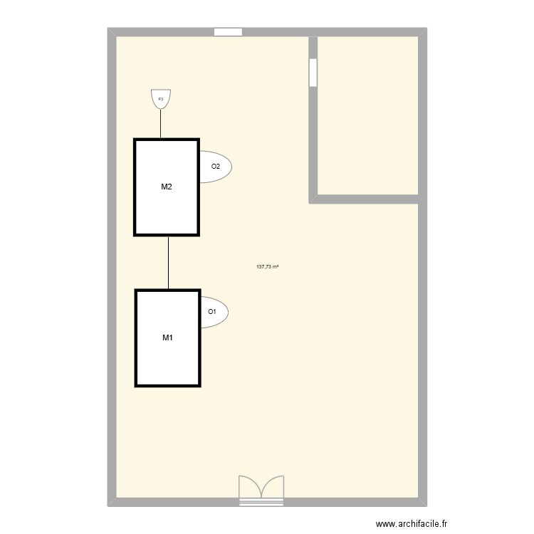Zone de Production. Plan de 1 pièce et 138 m2
