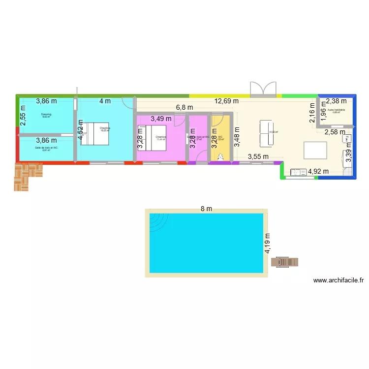FARAUX 3. Plan de 8  et 105 m²