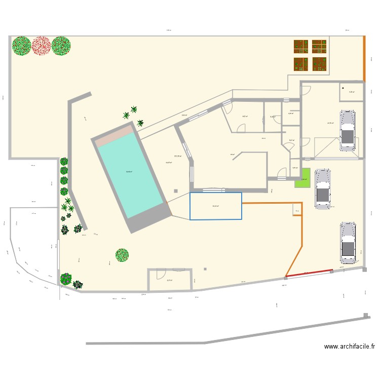 Aménagement parking. Plan de 15 pièces et 845 m2