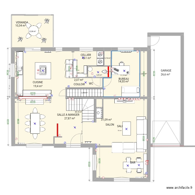 Maison Plessis RDC. Plan de 0 pièce et 0 m2