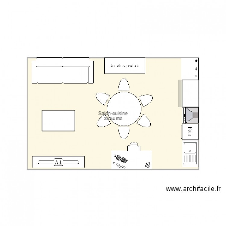 Salon cuisine 2. Plan de 0 pièce et 0 m2