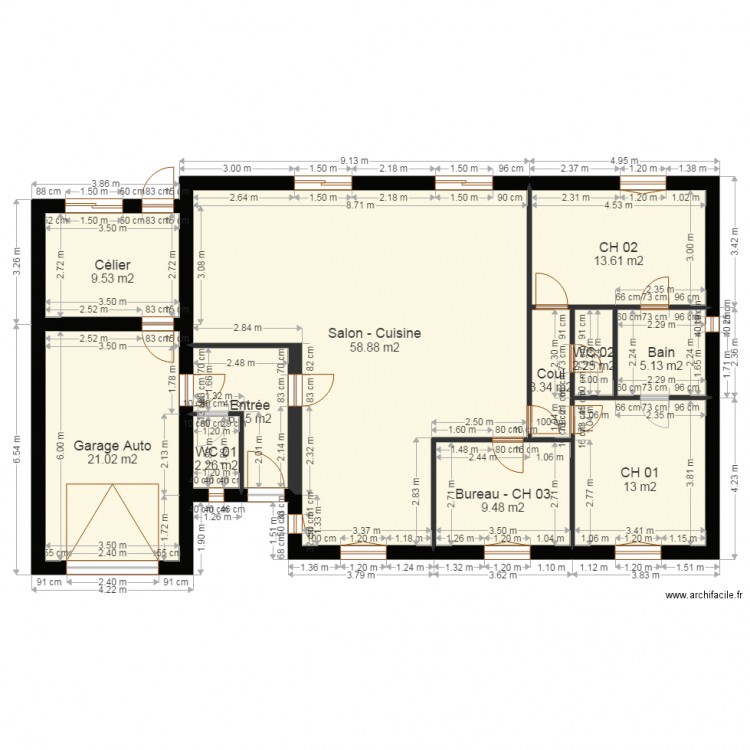 Projet Phil 01 Int sans CC. Plan de 0 pièce et 0 m2