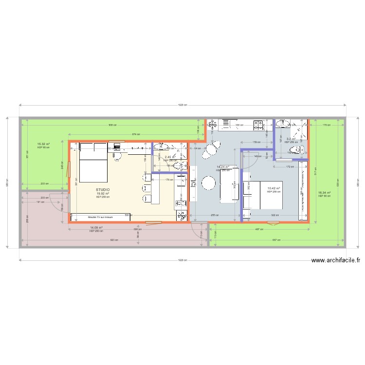 PROJET STUDIOS ET F2 . Plan de 0 pièce et 0 m2