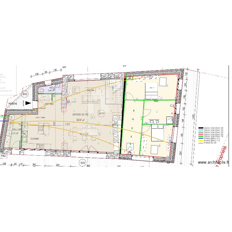 Sandra et Max Préfilé RJ45 Etage. Plan de 11 pièces et 182 m2