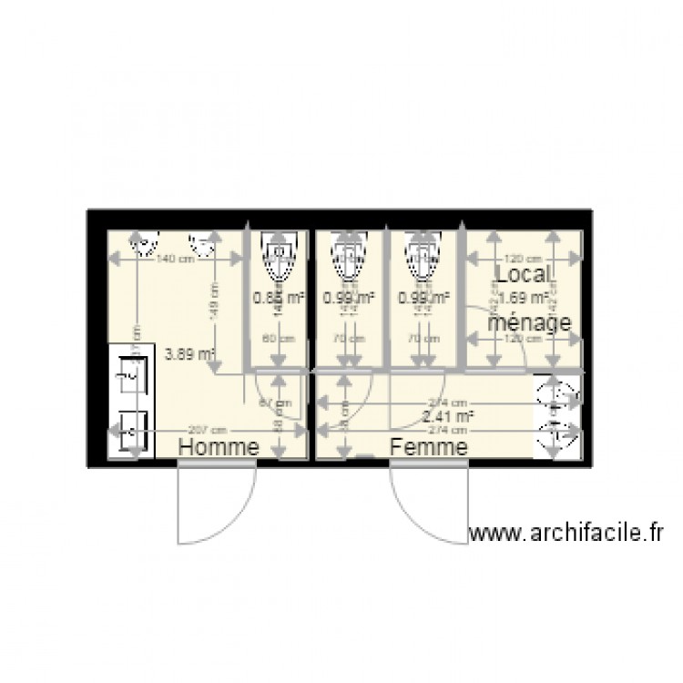 plan projet toilettes public Caudron 3. Plan de 0 pièce et 0 m2