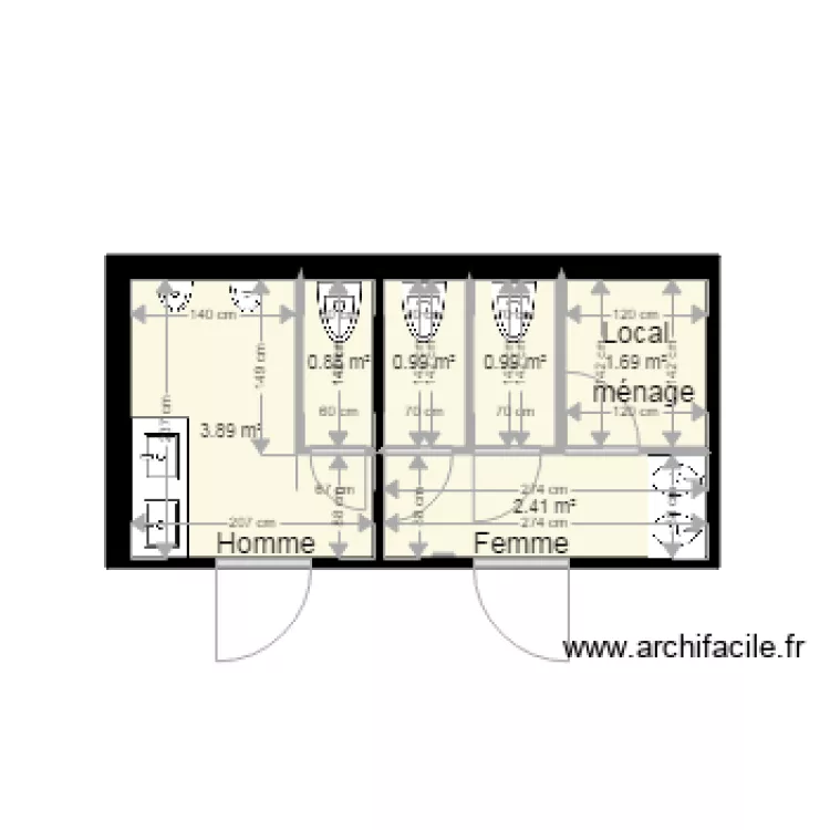 plan projet toilettes public Caudron 3. Plan de 