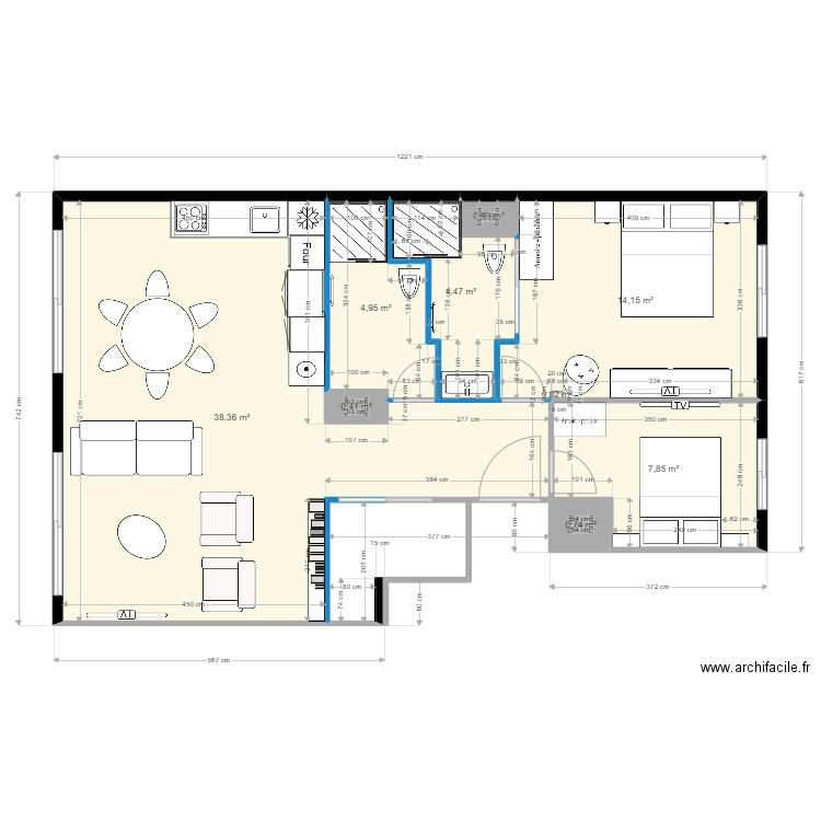 49 av de la Croix des Gardes 6P. Plan de 9 pièces et 71 m2