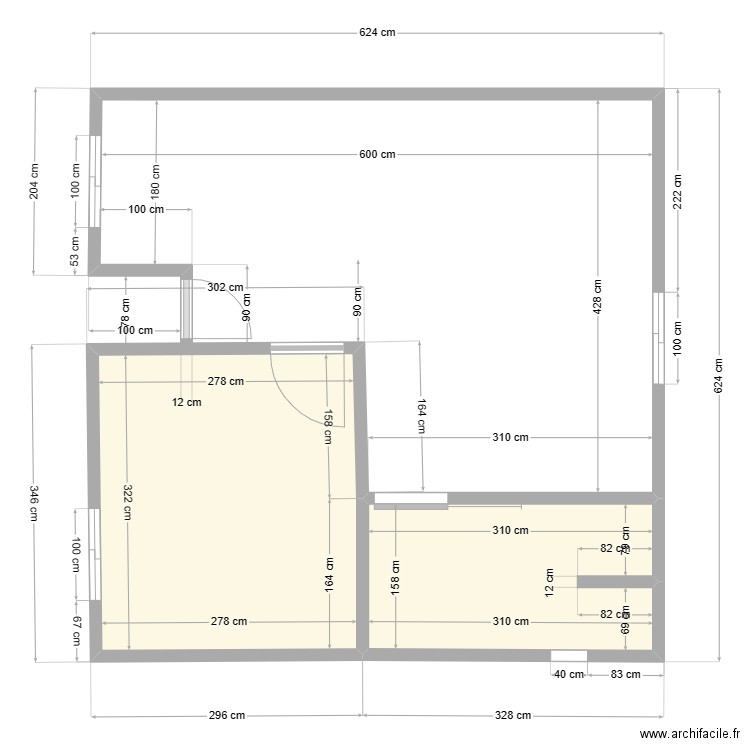 damian 3. Plan de 2 pièces et 14 m2