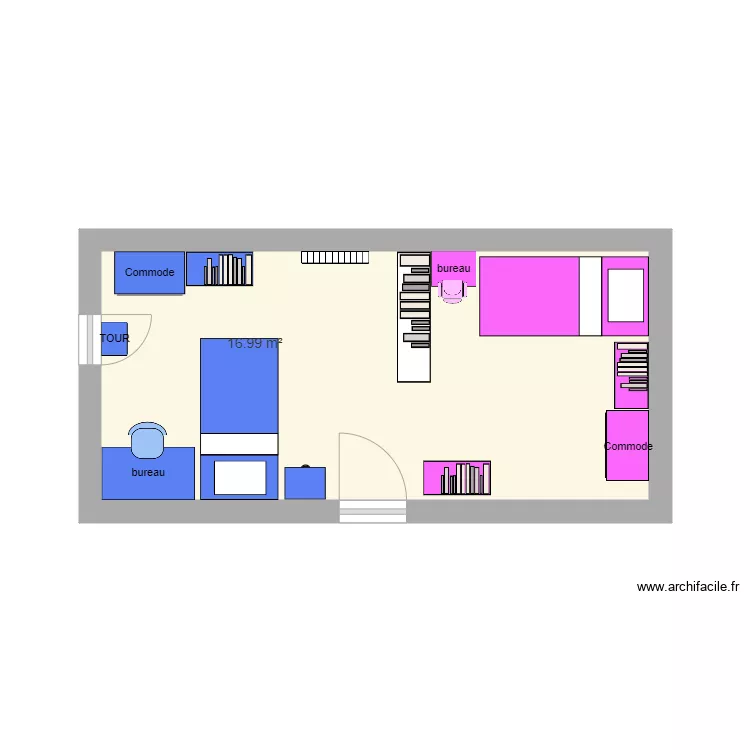 chambre ACTUELLE. Plan de 
