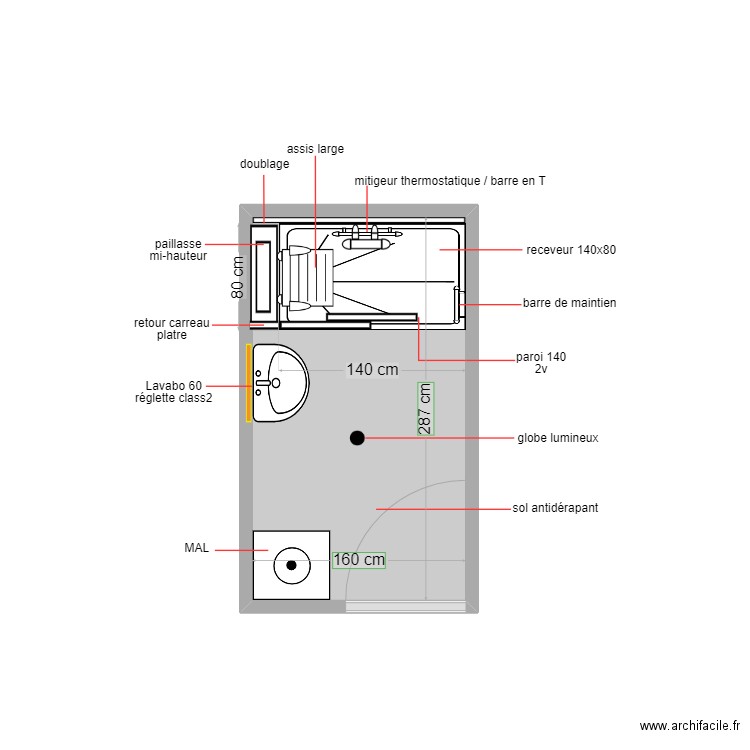 boni. Plan de 1 pièce et 5 m2