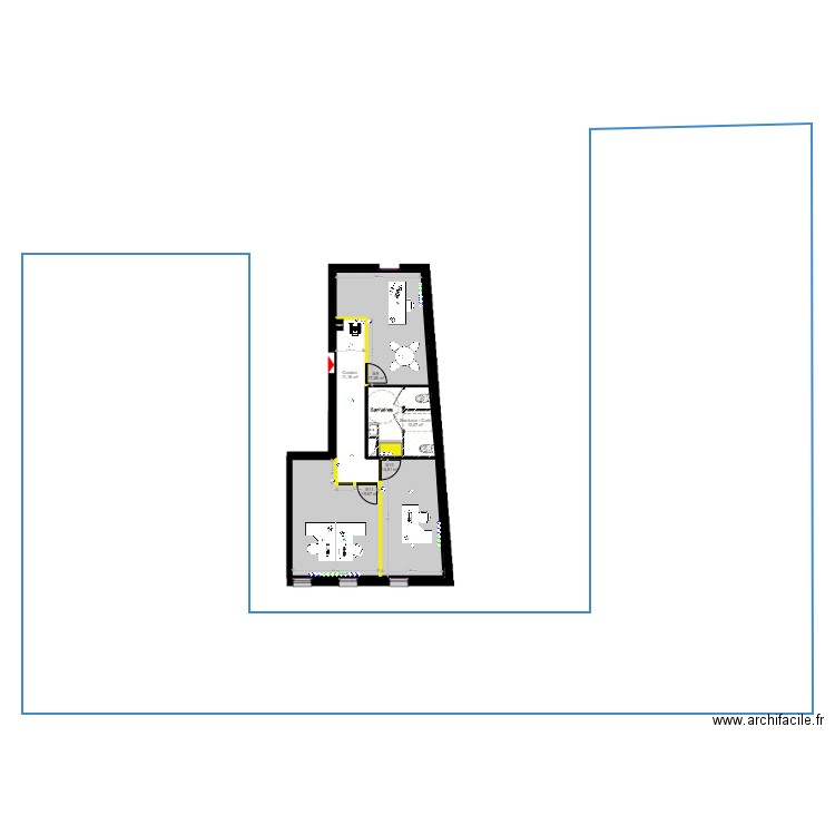 Bureau 4 RDC Nationale. Plan de 7 pièces et 792 m2