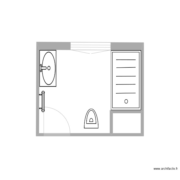 sdb. Plan de 2 pièces et 6 m2