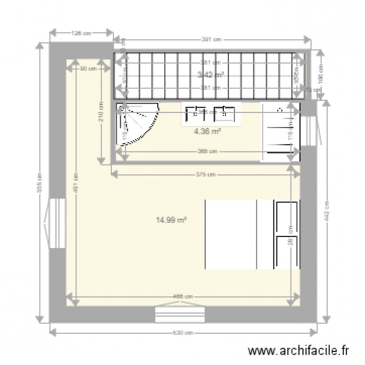 DEMI ETAGE 3 CHAMBRES . Plan de 0 pièce et 0 m2