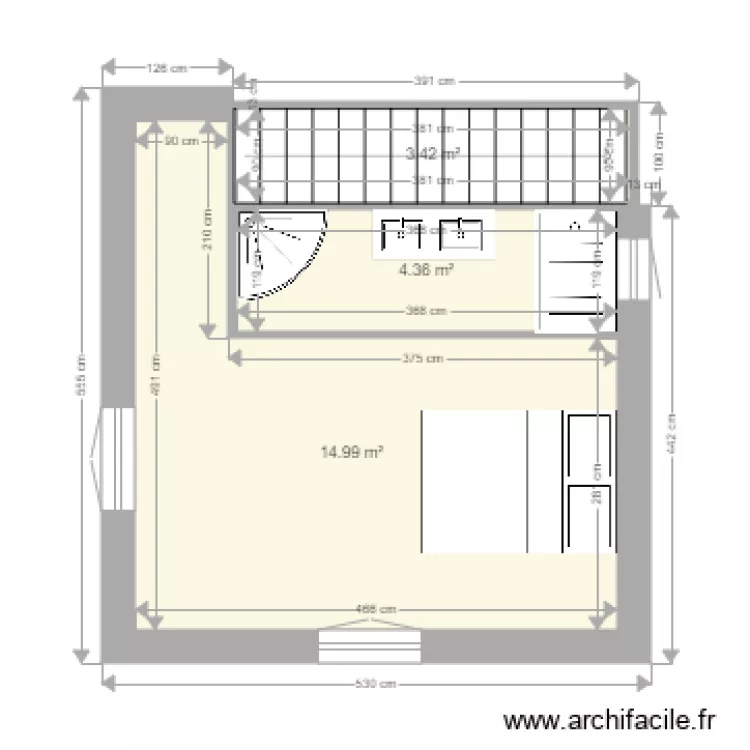 DEMI ETAGE 3 CHAMBRES . Plan de 
