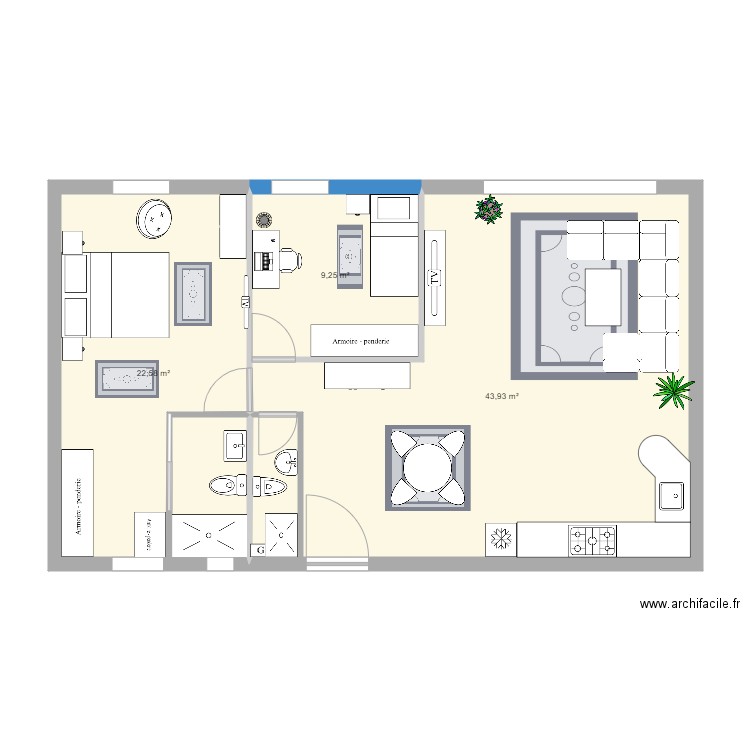 Plan maison Ivala3. Plan de 3 pièces et 76 m2