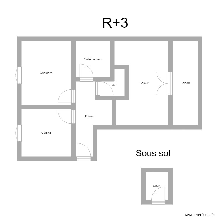 350601496. Plan de 8 pièces et 57 m2