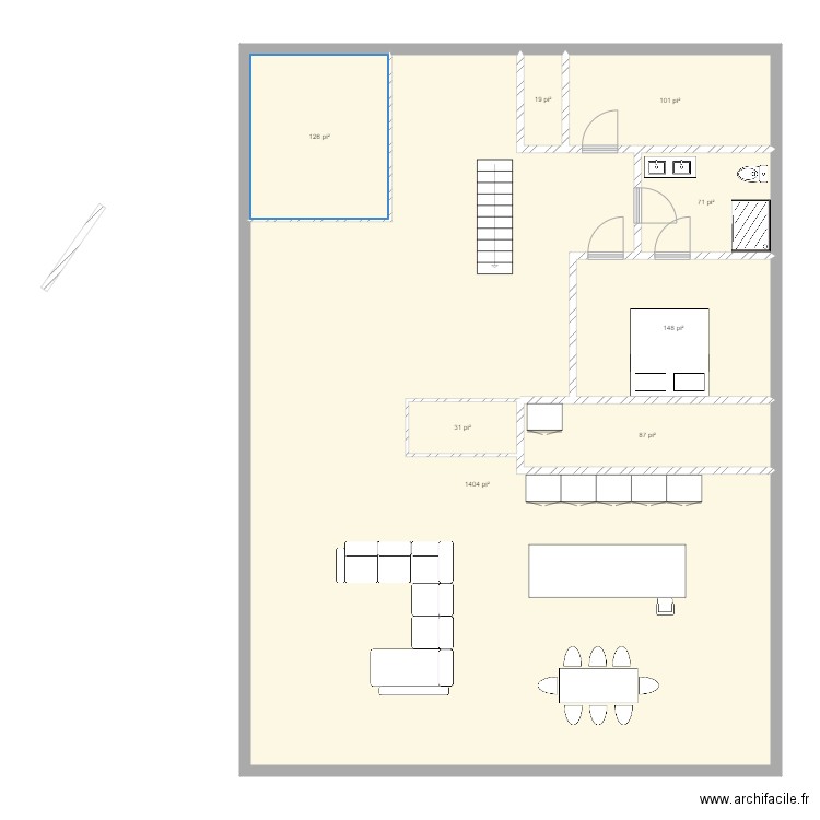 1er escalier centrale. Plan de 0 pièce et 0 m2