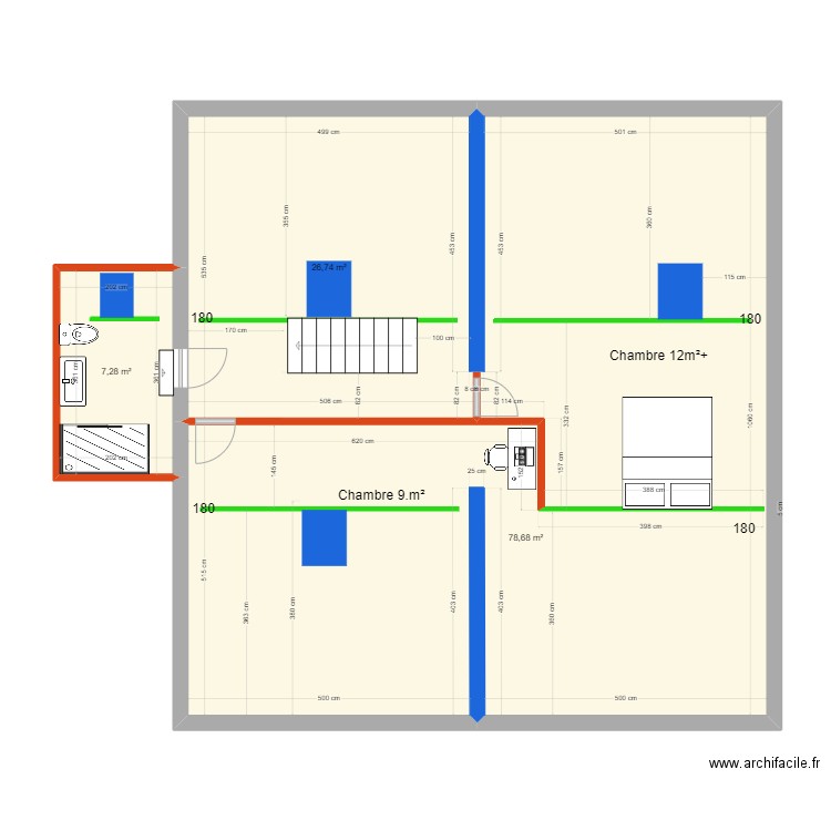 étage appt 5 étendu. Plan de 3 pièces et 113 m2