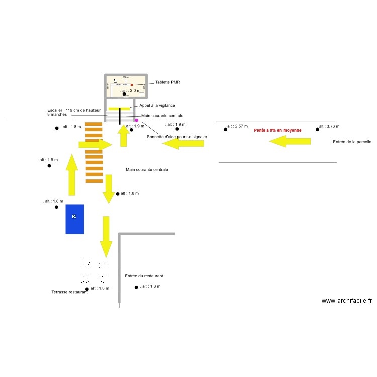 Beau Rivage - accueil avec cote. Plan de 1 pièce et 27 m2