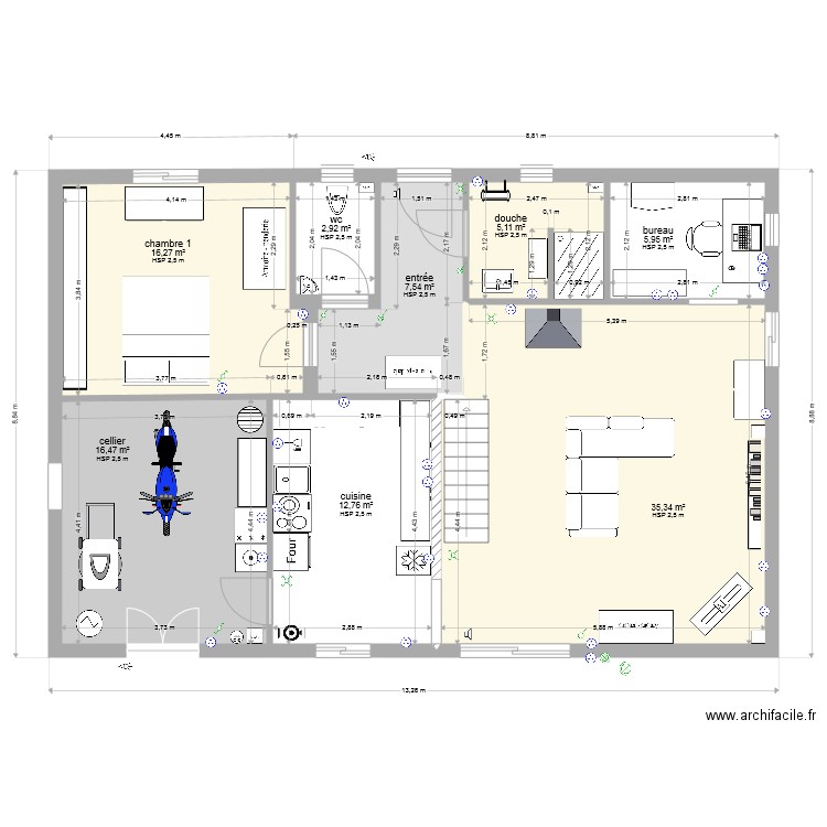 plan4. Plan de 8 pièces et 102 m2