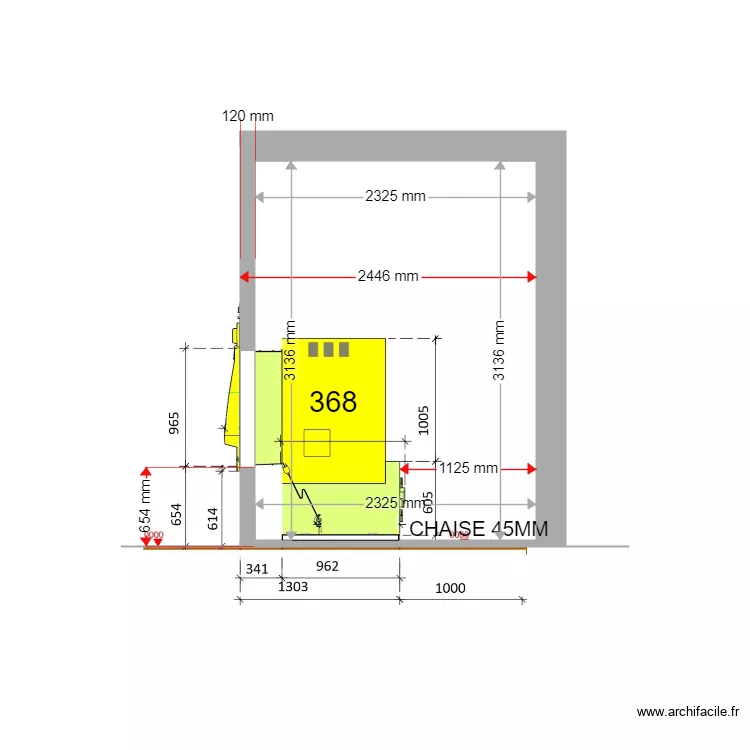 COUPE EXISTANT CORDERIE 368 1368RDC11174. Plan de 