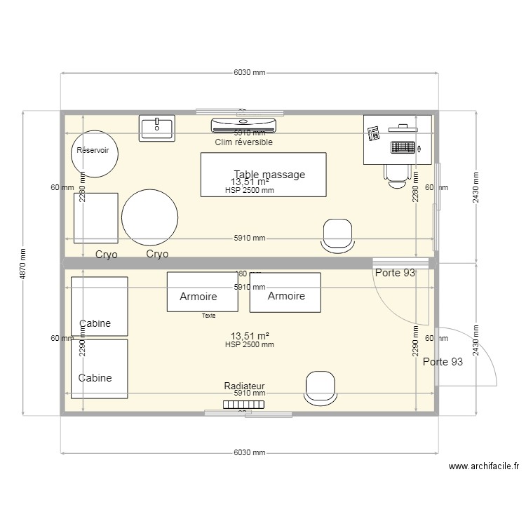 plan bungalows. Plan de 2 pièces et 27 m2