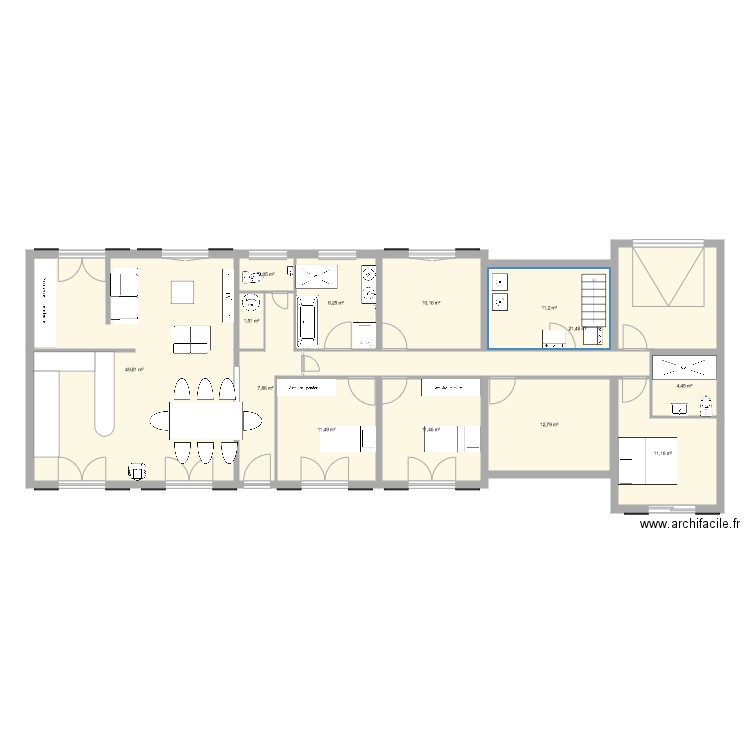 perso 2. Plan de 13 pièces et 164 m2