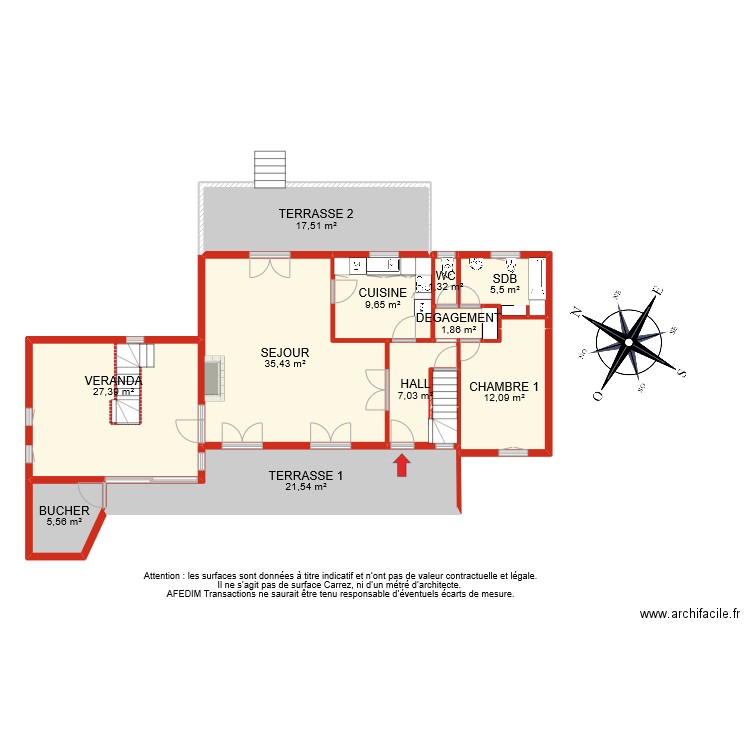 BI 10799 RDC. Plan de 14 pièces et 147 m2