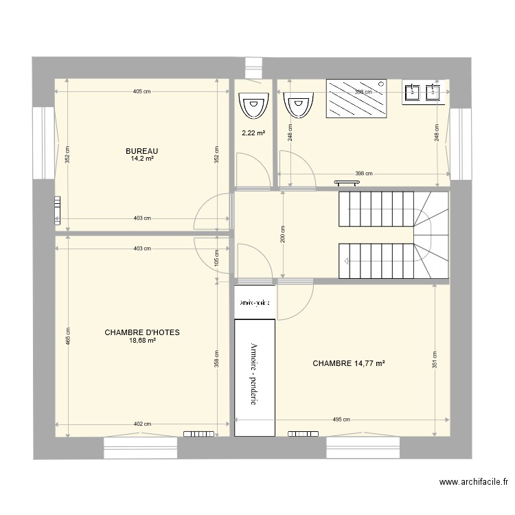 premier étage V3 sans meubles 1. Plan de 5 pièces et 73 m2