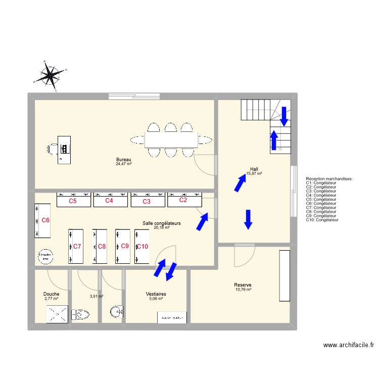 PERSONNEL 1 ER ETAGE. Plan de 7 pièces et 83 m2