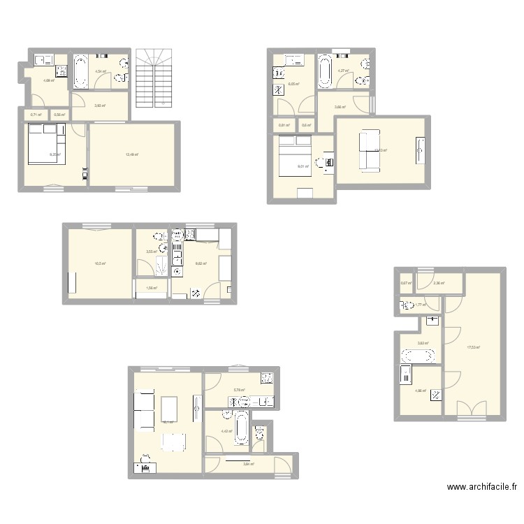 app. Plan de 29 pièces et 162 m2