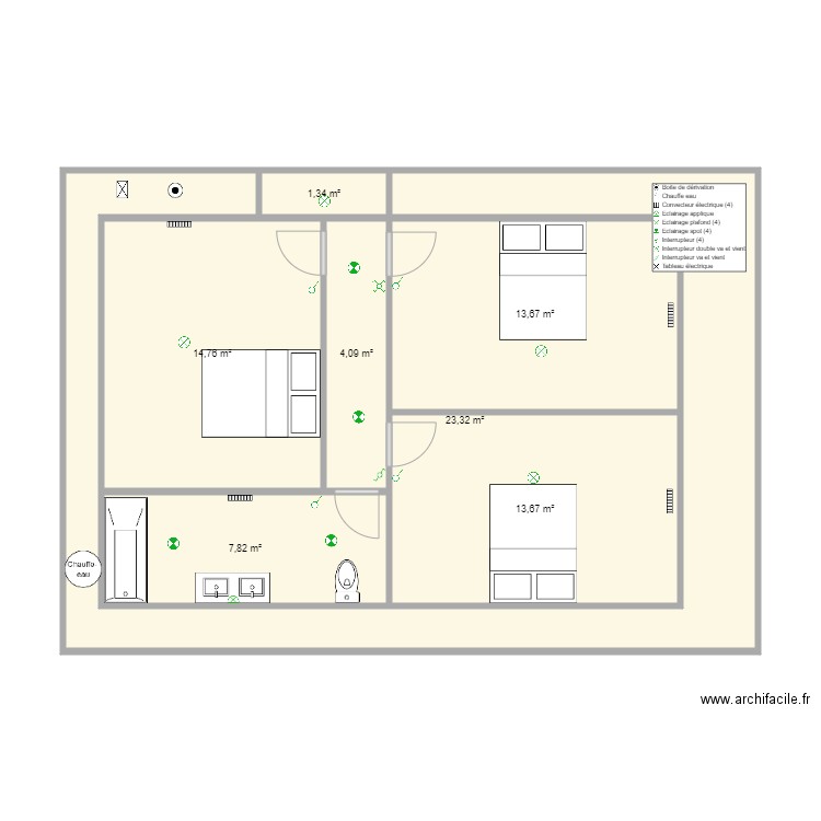 la reole thomas etage lum app2. Plan de 7 pièces et 79 m2