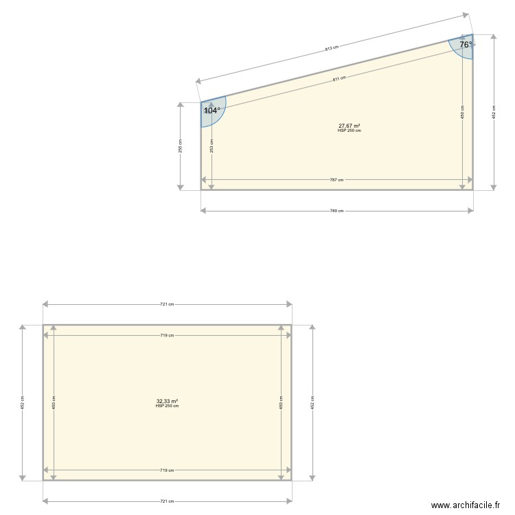 Belloc. Plan de 2 pièces et 60 m2