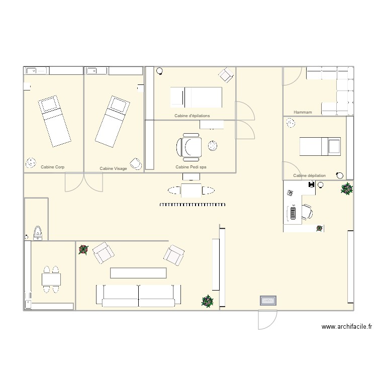 local. Plan de 8 pièces et 148 m2