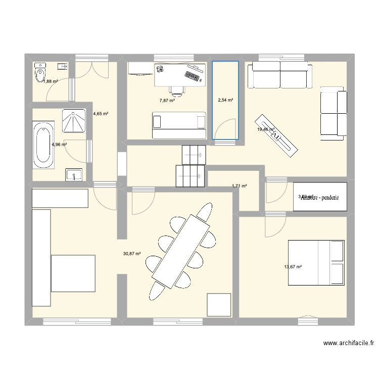 Gélines v5. Plan de 19 pièces et 157 m2