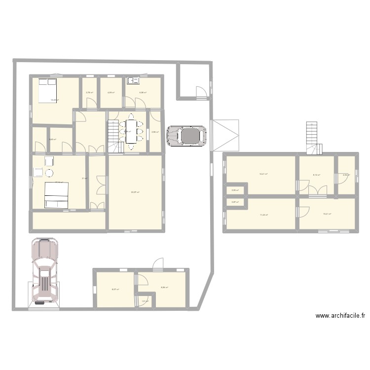 SPMR. Plan de 20 pièces et 173 m2