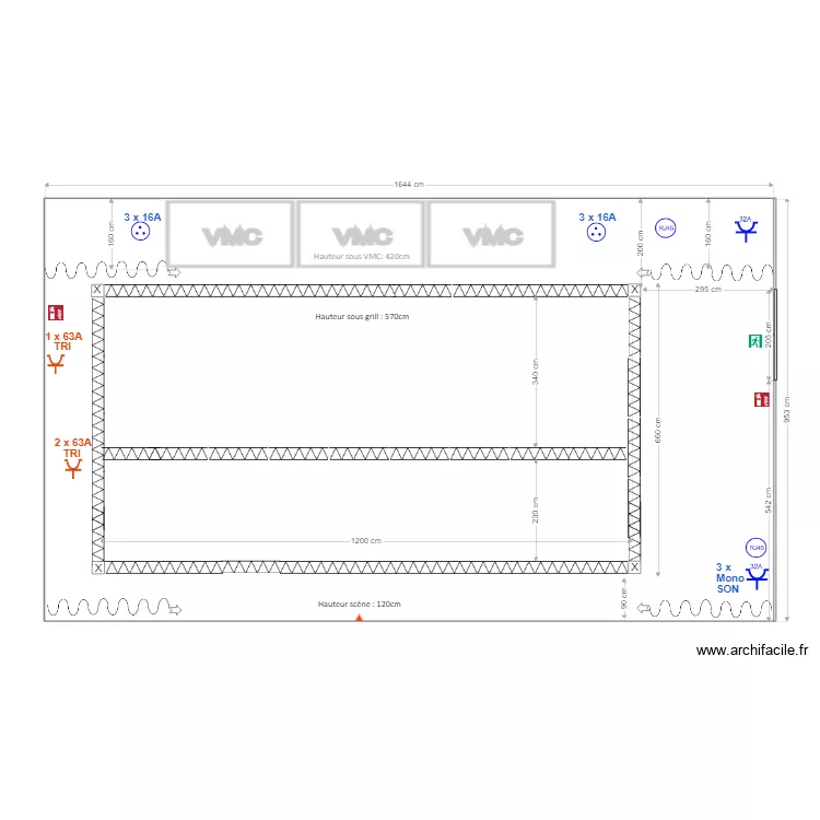 Plan de sc&egrave;ne Centre Taillefer. Plan de 