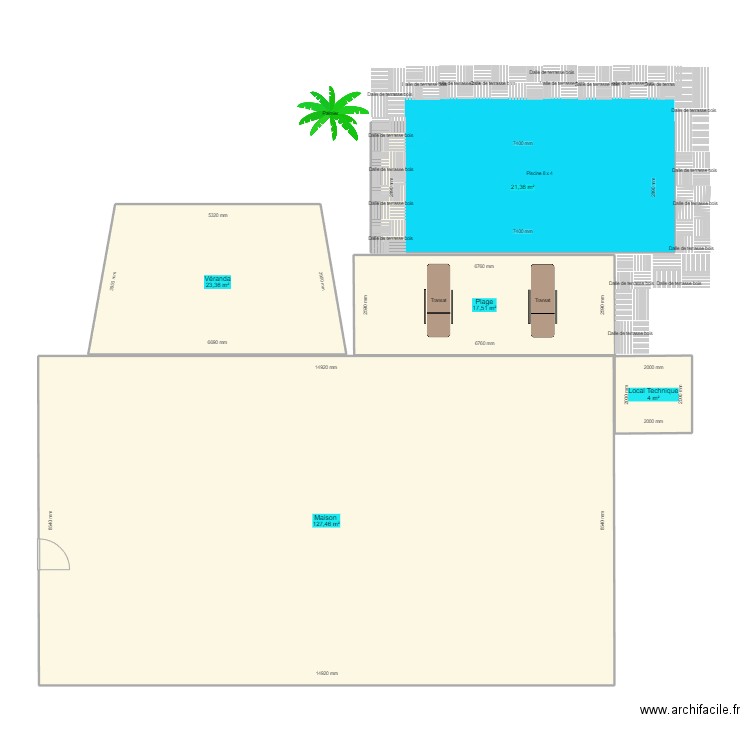 Plan Maison+ piscine. Plan de 0 pièce et 0 m2