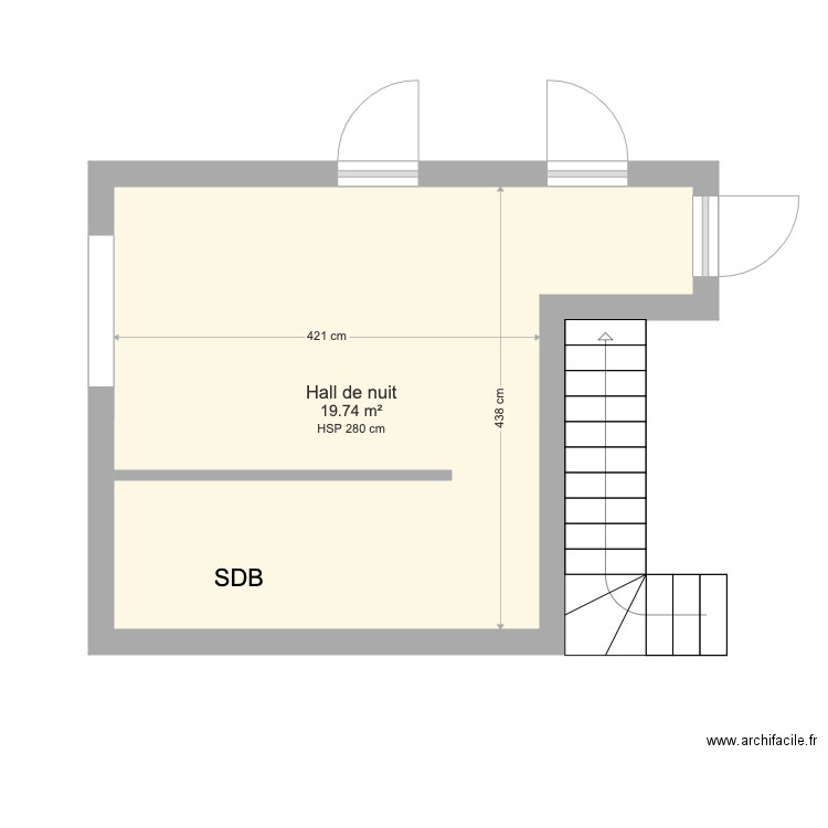 Hall de nuit et SDB Thomas et Maud. Plan de 0 pièce et 0 m2