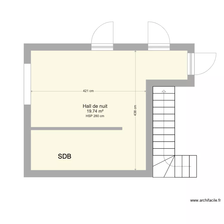 Hall de nuit et SDB Thomas et Maud. Plan de Hall de nuit et SDB Thomas et Maud. Plan de