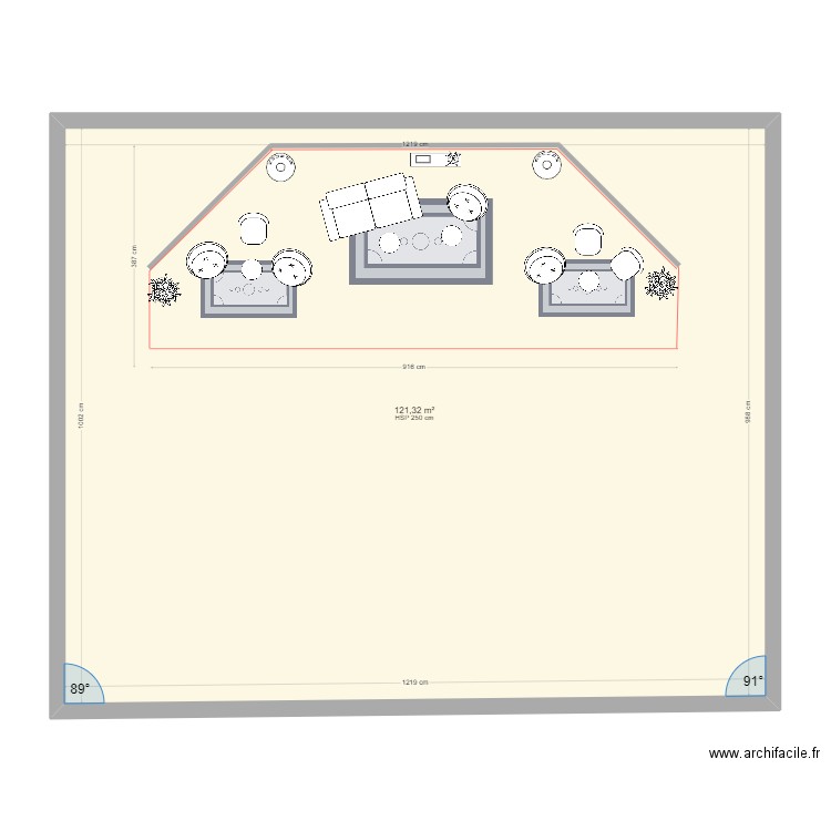 Banque Pop  fauteuil 2 - chat. Plan de 1 pièce et 121 m2