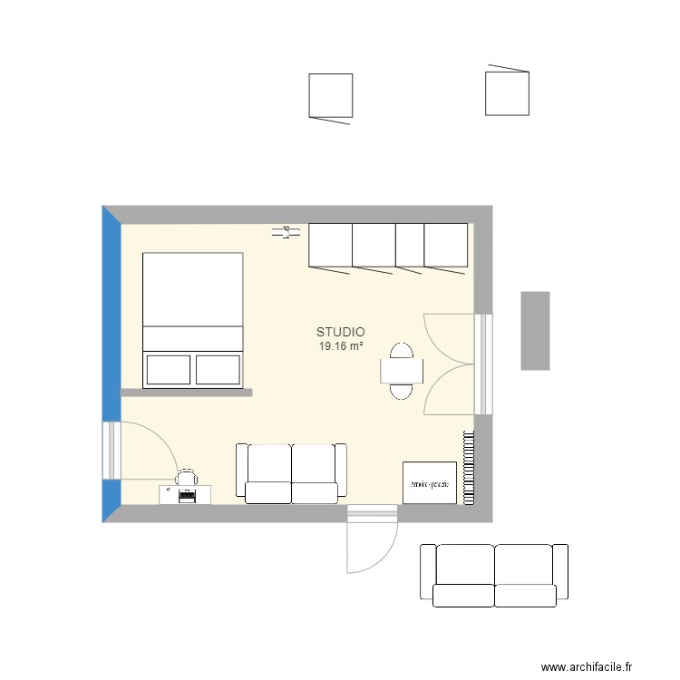 studio 20 m2. Plan de 0 pièce et 0 m2