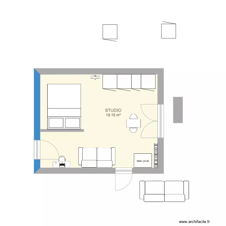 studio 20 m2. Plan de 
