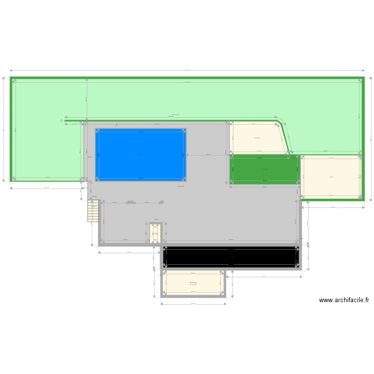 Terrasses etage. Plan de 9 pièces et 496 m2