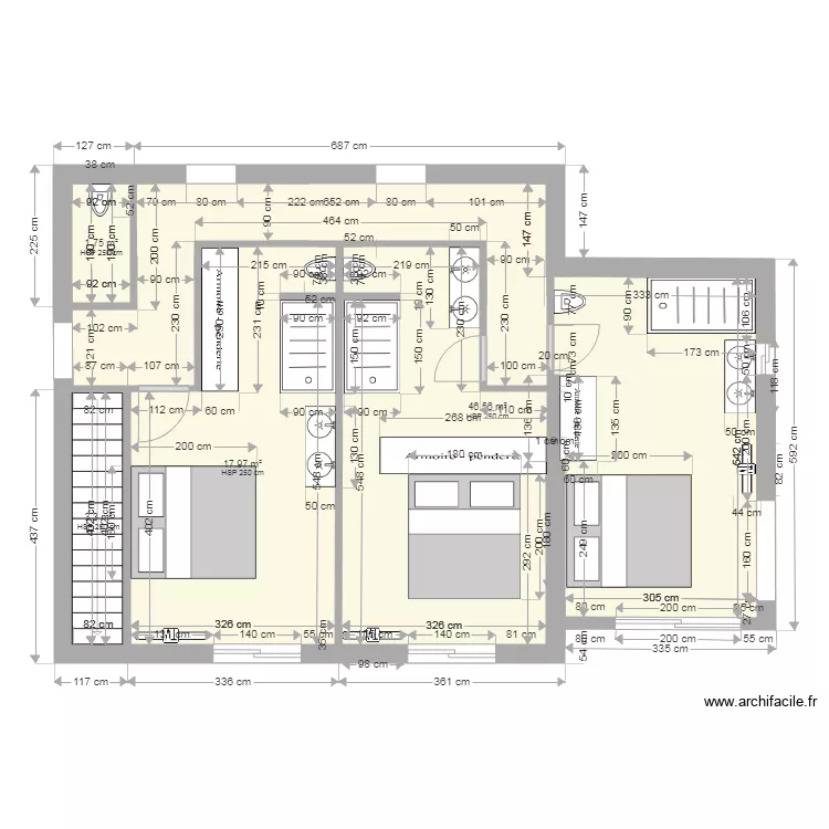 Chambre 1ier Tritons SUITE 3. Plan de 
