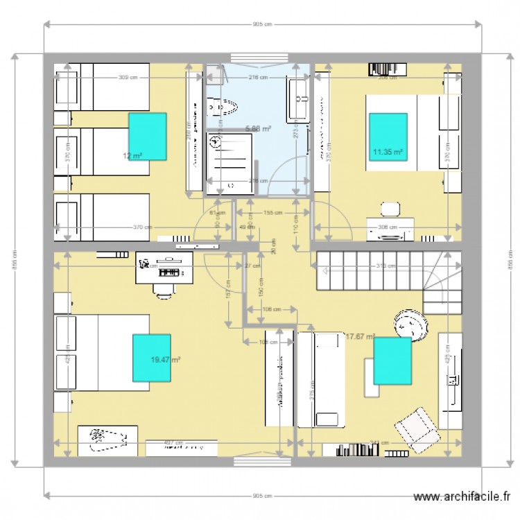 amenagement grenier bayonne 4 chambres. Plan de 0 pièce et 0 m2