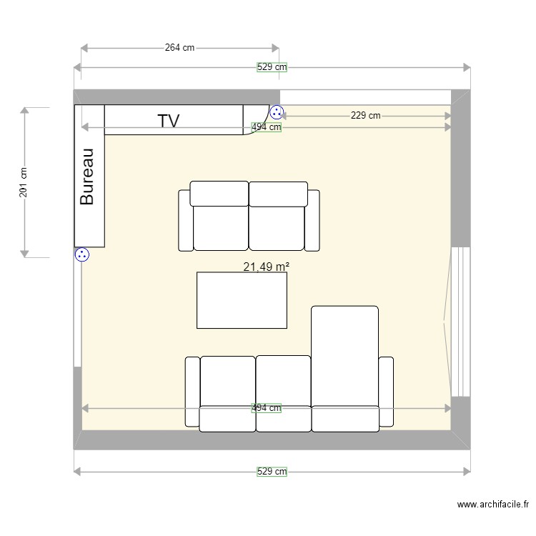 Bibliothèque MSM. Plan de 1 pièce et 21 m2