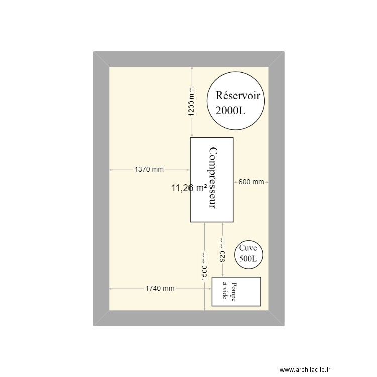 Local Air Comprimé. Plan de 1 pièce et 11 m2