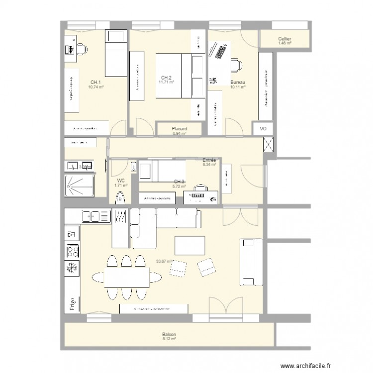 Appart Versailles projet 1. Plan de 0 pièce et 0 m2